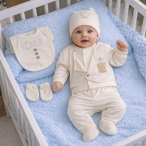 Σετ Νεογέννητου Βαμβακερό New born beige boy set_773363